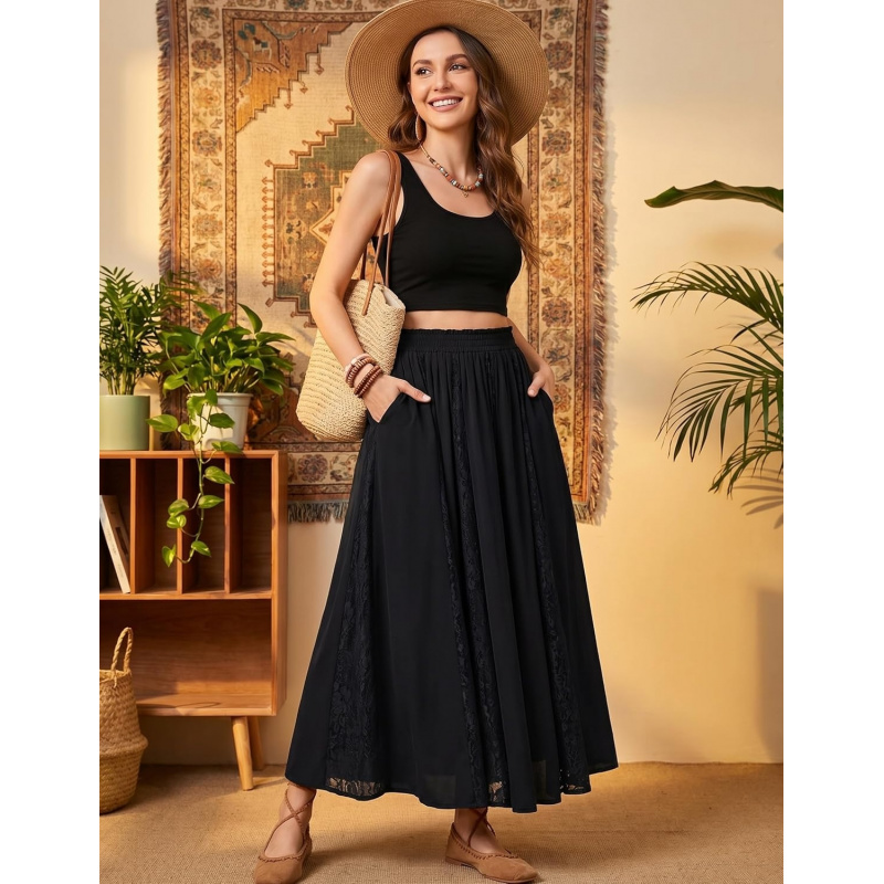 Scarlet Darkness Maxi Skirt for Women Boho