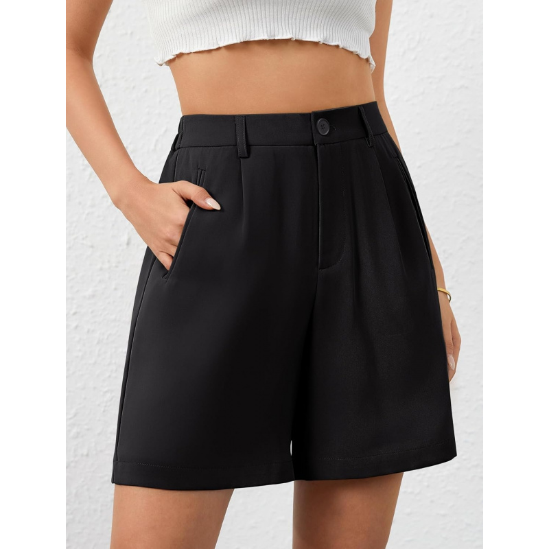 High Waisted Bermuda Wide Leg Tailored Shorts