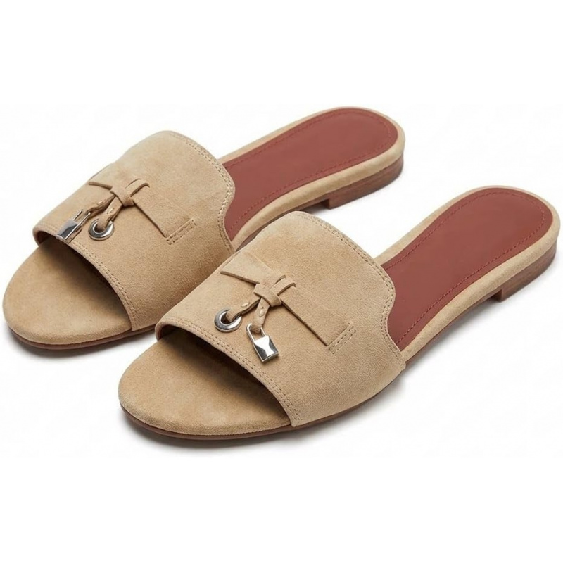 Women's Elegant Suede Slide Sandals with French