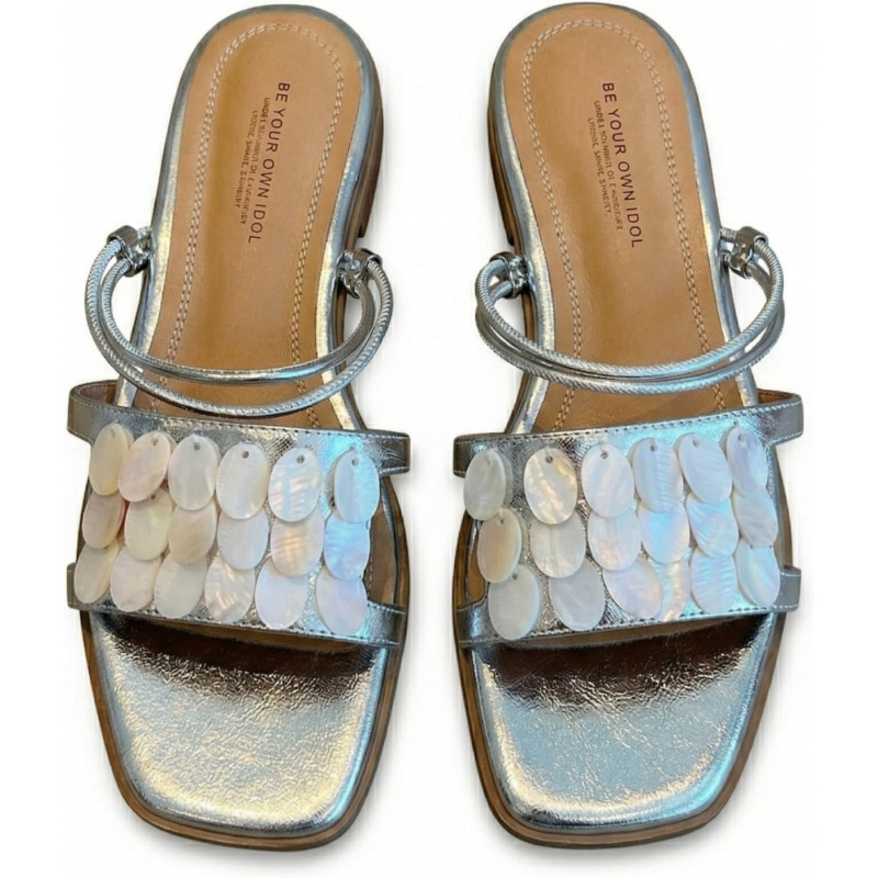 Fashion Pearl Shell Flat Slide Sandals Soft
