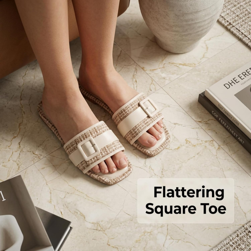 Women's Plaid Woven Flat Sandals