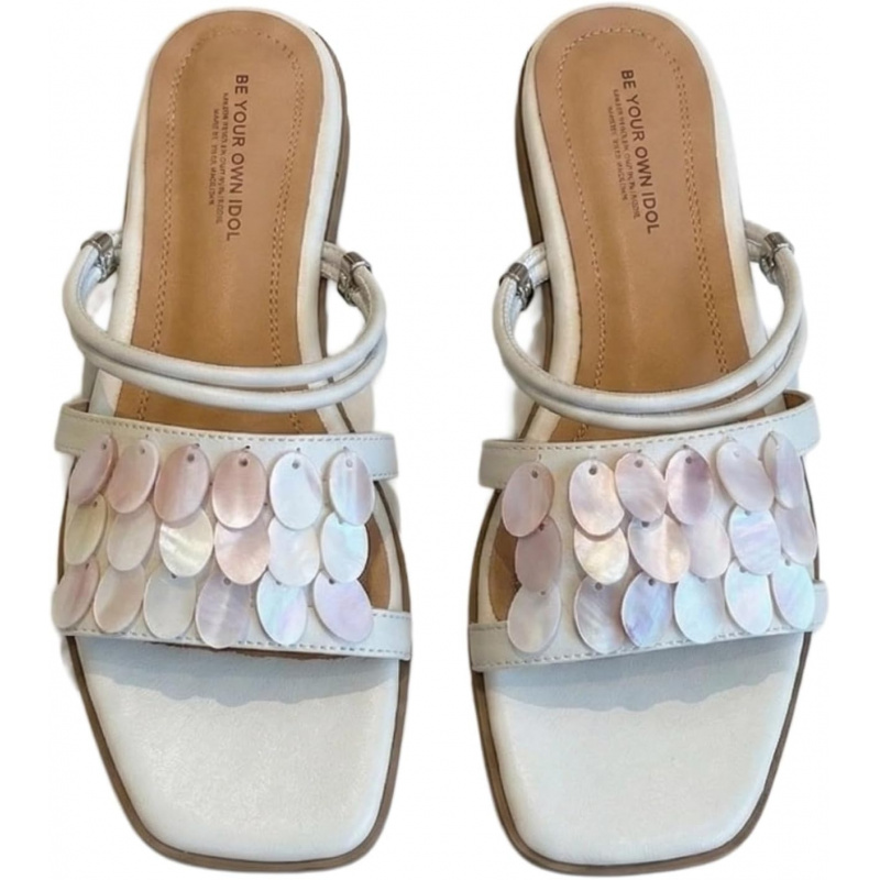Fashion Pearl Shell Flat Slide Sandals Soft