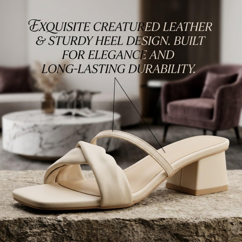 Women's French Style Square Toe Sandals Elegant Block