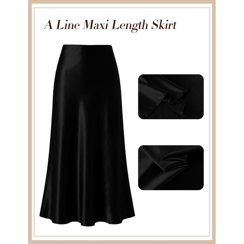 Women's Satin Maxi Skirt Long A Line