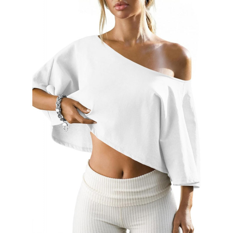 Women's Off The Shoulder Cropped Tops Batwing