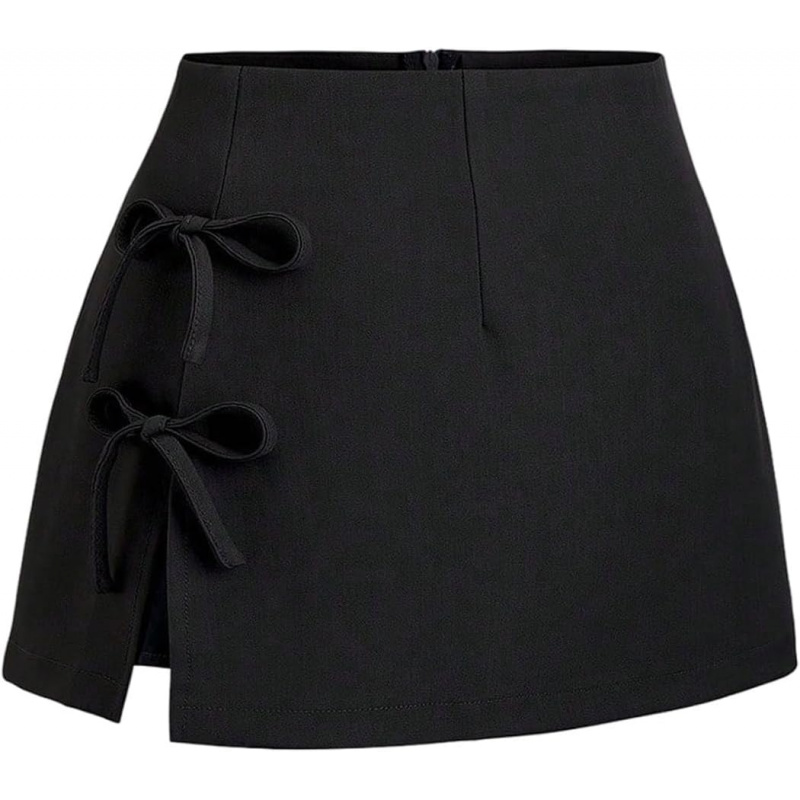 Women's Bow Knot Side Split Mini Skirt