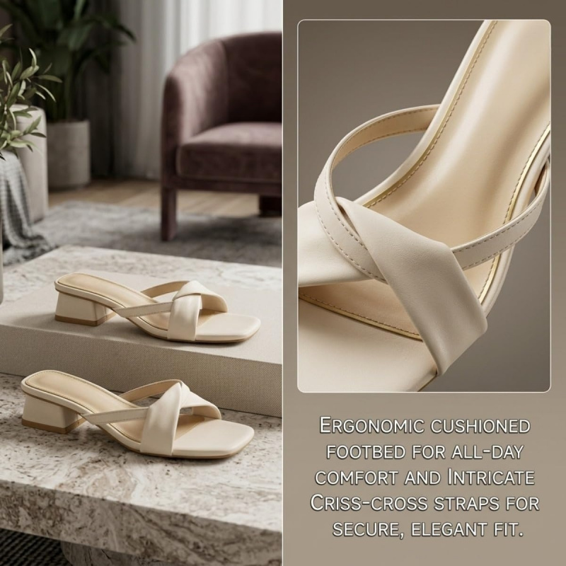 Women's French Style Square Toe Sandals Elegant Block