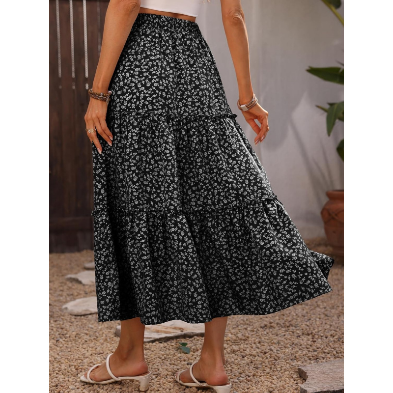 Women's Floral Maxi Skirt Boho Flowy