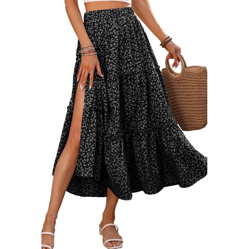 Women's Floral Maxi Skirt Boho Flowy