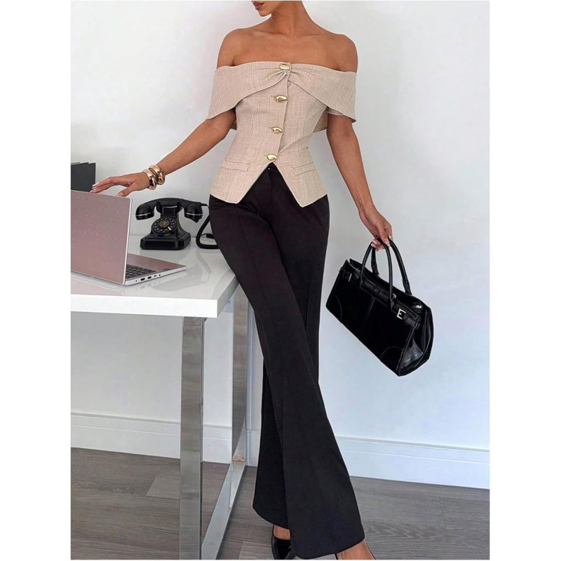 Women's Metallic Button Up