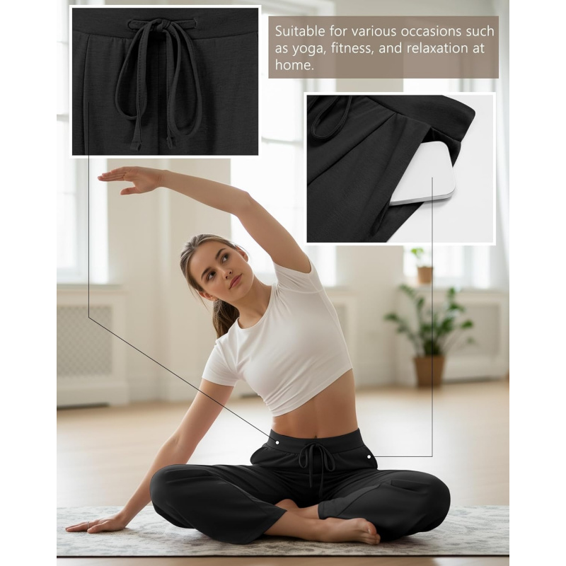 4 Pack Women's Lounge Pants Wide Leg Yoga Pants
