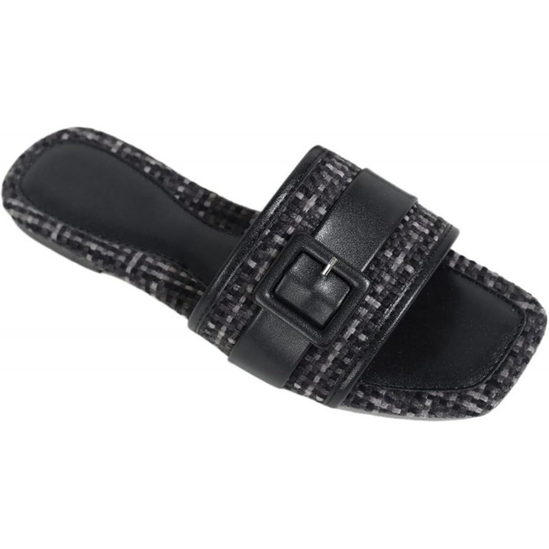 Women's Plaid Woven Flat Sandals