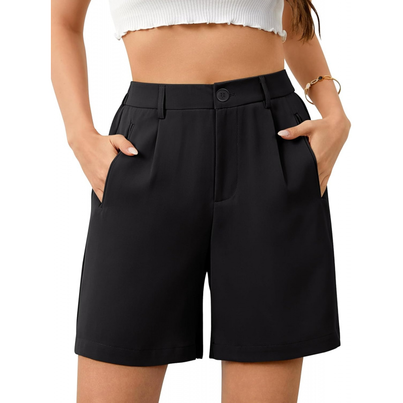 High Waisted Bermuda Wide Leg Tailored Shorts
