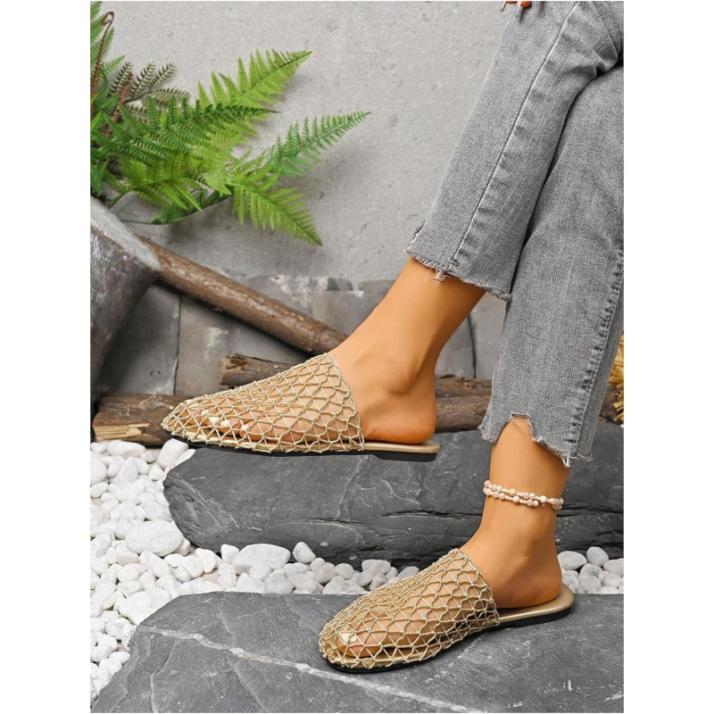 Women's Fishnet Mesh Summer Flat Sandals
