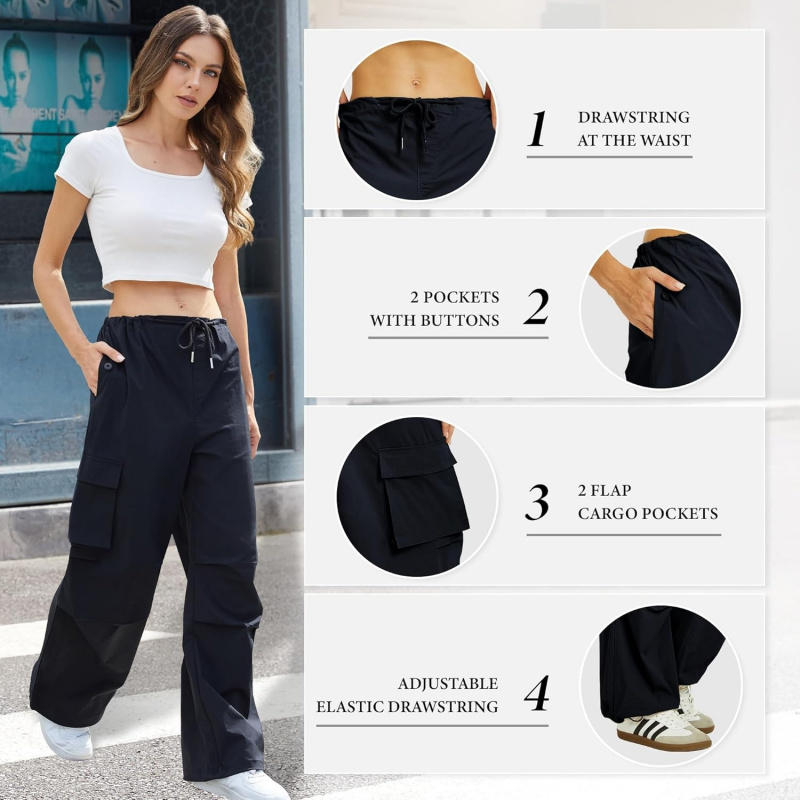 Women's Low Waisted Parachute Pants
