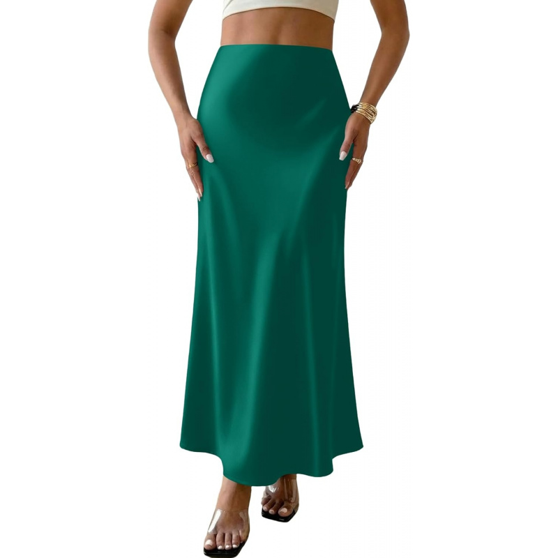 Women's Satin Maxi Skirt Long A Line