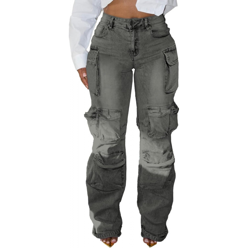 Women's Cargo Baggy Straight Jeans Streetwear